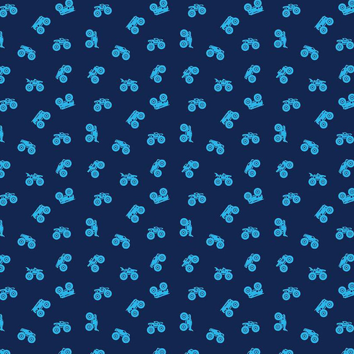 Remnant: 3/4 yd Hot Wheels Monster Trucks Navy