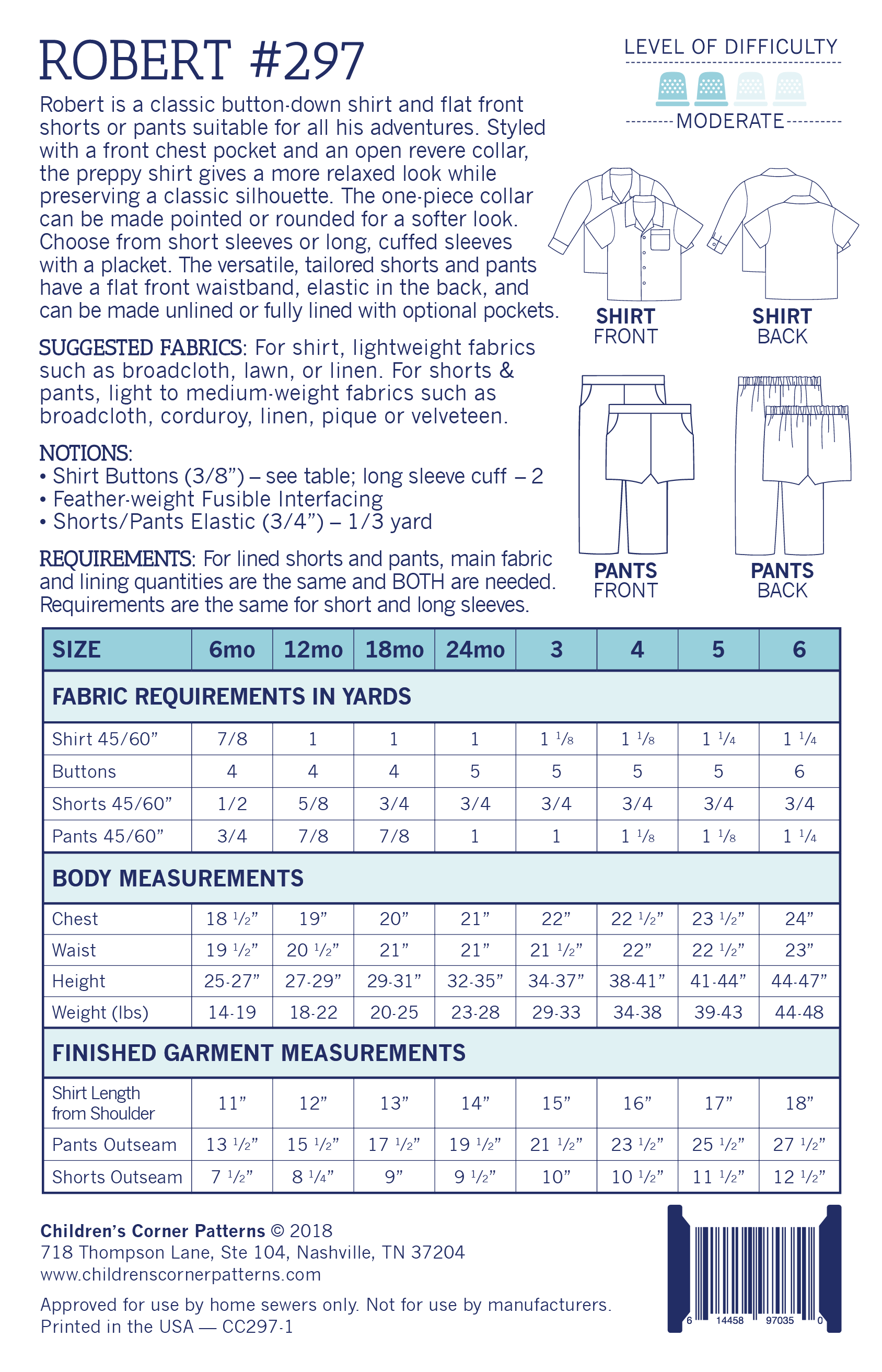 Robert | Children's Corner Patterns – Children's Corner Store