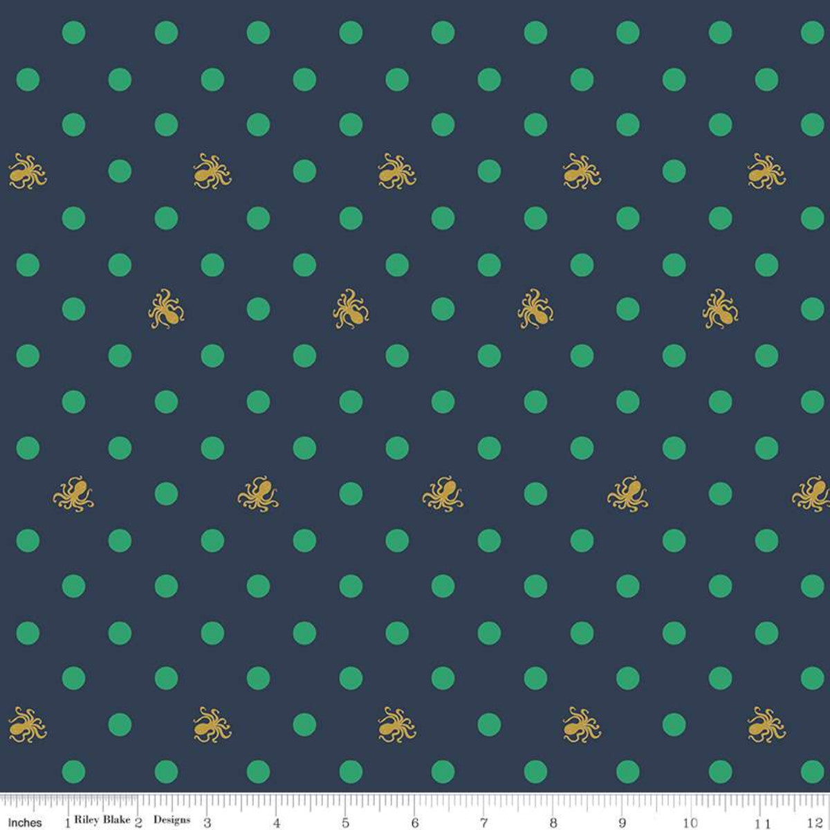 Remnant: 1 1/2 yd Ahoy! Octo Dot Sparkle