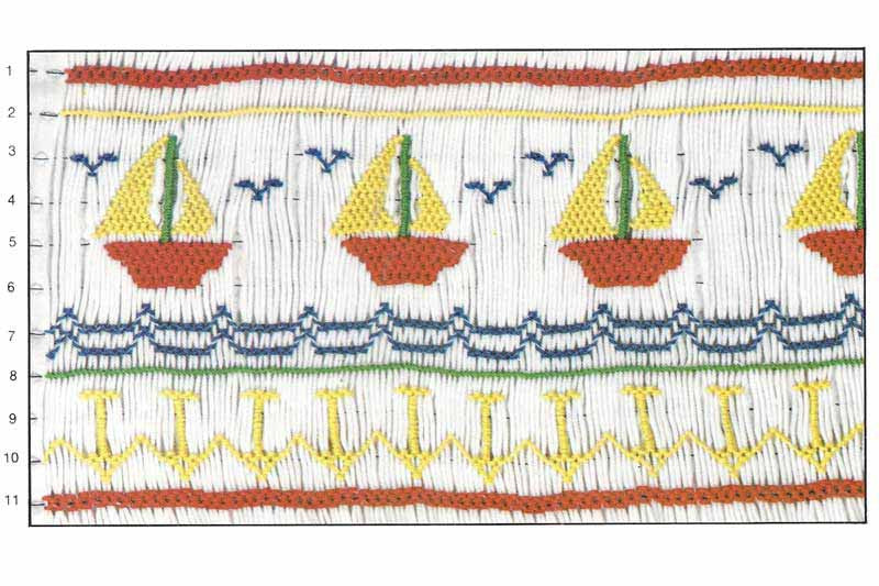 Children's Corner Boats, Anchors Smocking Plate