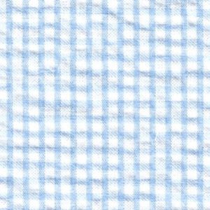Remnant: 1/2 yd Seersucker Check - 100% Cotton - Lt. Blue